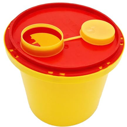 TIGA-MED Kanülen Abwurfbehälter | 5 Stück | 2 Liter / 2000ml | Kanülenbox Entsorgungsbox Kanülensammelbox Kanülensammler Nadelabfallbehälter