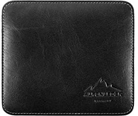 Alpenleder Mousepad Bregenz - Handgefertigt, Nachhaltiges Bio-Leder Aus Regionaler Landwirtschaft | Mauspad Gaming, *Fair Produziert* (20 x 17cm, Ebenholz)