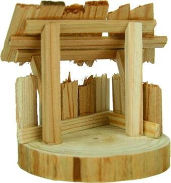 Unbekannt Krippenstall Holzstall ohne Zubehör, 8x8x9cm geeignet für 4cm Figuren