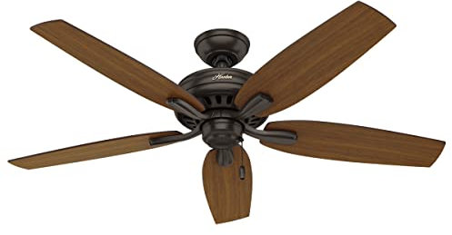Hunter Fan Company Newsome 52-inch Indoor/Outdoor Premier Bronze Traditional Ceiling Fan Without Light Kit, Includes Pull Chains, and Reversible WhisperWind Motor