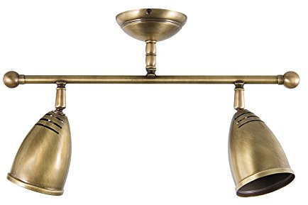 Licht-Erlebnisse Premium Deckenleuchte Stoccolma Made Italy aus Messing bronziert 2-flmg E27 Beleuchtung Strahler Wohnzimmer oder Flur
