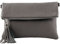 modamoda de T167 Damen Leder Umhängetasche Clutch Small handmade in Italy, Farbe:Dunkelgrau