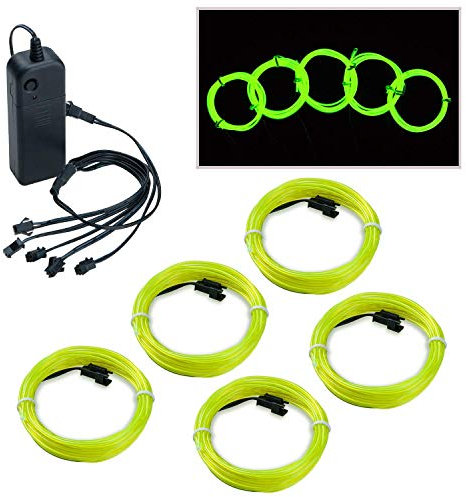 COVVY Wasserdicht Flexibel 5 * 1Meter Neon Beleuchtung Lichtschlauch Leuchtschnur EL Kabel Wire mit 3 Modis für Disco Party Kinder Halloween Kostüm Kleidung Weihnachtsfeiern (Grün)