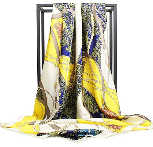 Foulard en soie pour femme - Grand carré Satin 90 cm - - 89 cm