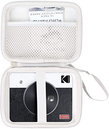 Khanka Tasche Kompatibel für Kodak Mini Shot 3 Retro C300R & Mini 3 Retro P300R Tragbare Sofortbildkamera Mobiler Handy Fotodrucker (Grau/Weiß)