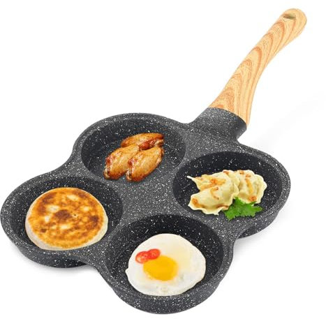Poêle à 4 Emplacements, poêle à pancakes,poele a pancakes,Poêle Multifonctionnel pour Omelette,poêle pancake,poele pancakes,Poêle à Crêpes 4 trous Poêle antiadhésive Poêle à Omelette pour Oeuf au Plat