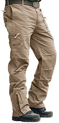 MAGCOMSEN Outdoor Hose Herren Ripstop Militär Hose Baumwolle Cargohose Herren Loose Fit Armee Hose Lange Stretch Freizeithose für Wandern Angeln Khaki 40