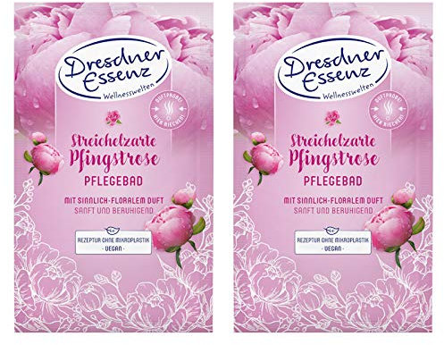 Dresdner Essenz Pack de 2 baños de cuidado de peonía delicada, 2 x 60 g, aditivo de baño vegano