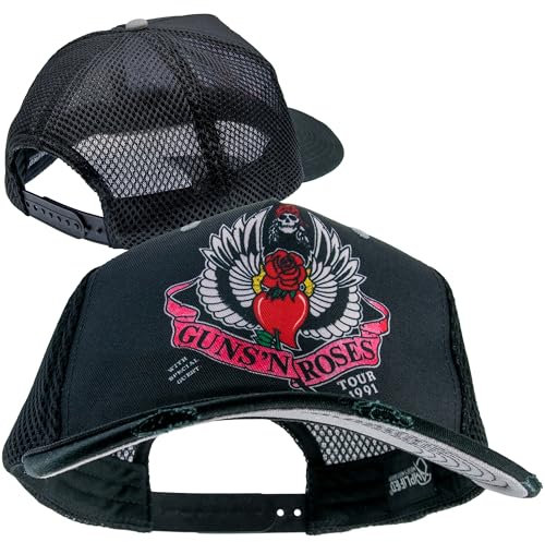 Amplified Trucker Band Logo Cap - Guns N Roses - 91 Tour, Schwarz, Größenverstellbar