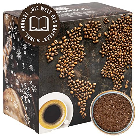 Corasol Premium Kaffee-Weltreise Adventskalender mit 24 Gourmet Röstkaffees aus 24 Ländern, inkl. Booklet, gemahlen für Filterkaffee (240 g)