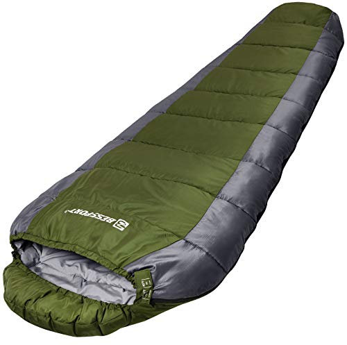 Bessport Schlafsack Outdoor 3 Jahreszeiten Mumienschlafsack Warm Leichter Wasserabweisend für Camping Schlafsack Trekking