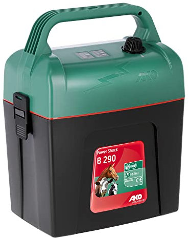 AKO Power Shock B 290, Weidezaungerät Expert, 9 V Trockenbatteriegerät, Input 0.45 J, max. Spannung 10.500 V, für Zäune bis 5 km, 5 Jahre Garantie, Made in Germany