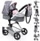 Bayer Design 18419AA Kombi Puppenwagen Neo Vario mit Tasche, Grau, Rosa, 52cm