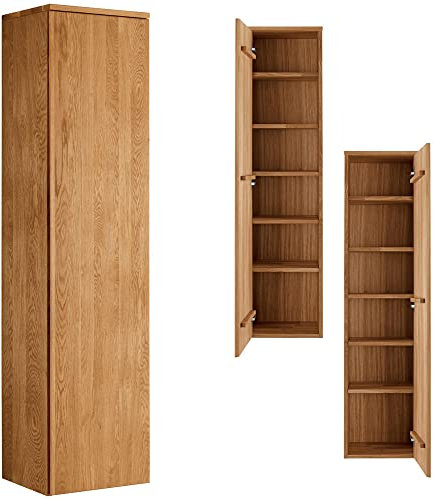 Lomadox Garderobenschrank Eiche massiv geölt SALACH-64, B/H/T: ca. 40/165/35 cm