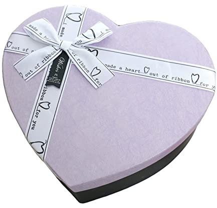 KABELIF Herzförmige Geschenkbox Mit Deckel, Geschenkbox Mit Schleife, Geschenkverpackungen Geschenkkartons Für Hochzeit Geburtstag Weihnachten (18*15*7cm, Lila)