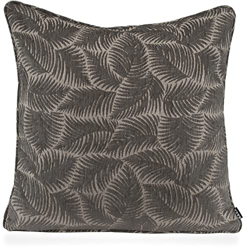 H.O.C.K. Nelly Kissen inkl. Füllung Dekokissen und Hocker in verschiedenen Größen und Farben mit Blätter-Motiv (60x60cm, grau)