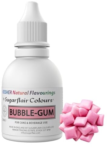 Sugarflair Natürliches Lebensmittelaroma Koscher Bubblegum, Intensives Aromatropfen für Kuchen, Cupcakes, Frostings, Getränken, Eis - 100% Natural Flavour - 30 ml