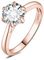 JewelryPalace 2ct Classique Moissanite Bague Taille Rond Solitaire Pierre Argent Massif 925 Femme, Plaqué Or Rose Bague Diamant Simulé Fiançailles Mariage Promise Alliance, Ensemble Bijoux Mariee