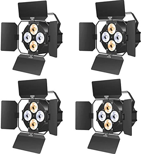 ZonQoonz 4PCS 120W COB Par Licht, 4 LED Par Strahler 2 in 1 kalt/Warmweiß Lichteffekte mit Verdunkelungspanel, DMX Scheinwerfer mit Sound-aktiviertem für Kirche Disco Hochzeit Bar Party Theater