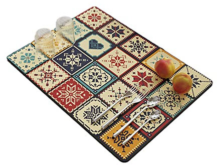 Morbuy Kaffeemaschine Abtropfmatte für Geschirr, Barocker Fliese Stil Silikon Küche Matte, Schnelltrocknend Saugfähig Trockenmatte, rutschfest Untersetzer für, Café, Spüle und Bad (40x50cm,Farbig)