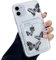 NITITOP Compatible for iPhone 11 Case Clear with Card Holder, Cute Butterfly Phone Cover for Women Girl, Protective Soft TPU Shock-absorbing Wallet Case for iPhone 11-Black Butterfly