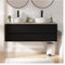 MOB-IN Ensemble Meuble Double Vasque Noir Carbone 120 cm + 2 vasques + 2 robinets Sorrento