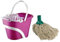 Best House Mop and Bucket Set Heavy Duty 1 PC Mop Bucket 16.5 Litre Plastic With Wringer and Wheels + 1 PC Cotton 14 Ply Plastic Push Socket Mop Head