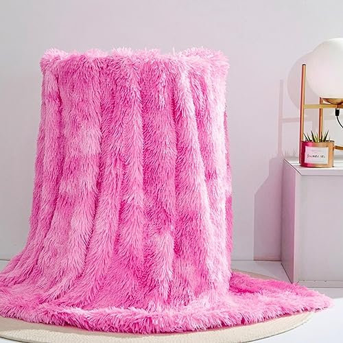 Menkala Plüsch Kuscheldecke Rosa Flauschige Kunstfelldecke Bunt Mädchen Felldecke Weiche Warm Plüschdecke Kuschelige Fleecedecke Wohndecke Fluffy Blanket üBerwurfdecke Couchdecke Tagesdecke 220x240