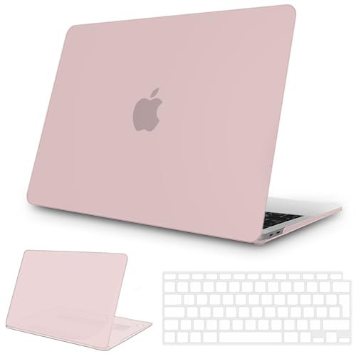 NPUOLS Custodia Protettiva per MacBook Air 13 Pollici Cover 2021 2020 2019 2018 Modello A2337(M1) A2179 A1932, Opaco Rigide Custodia e Ultra Sottile TPU UE Tastiera Cover (A2337 A2179), Rosa