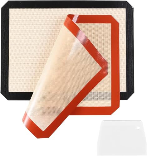 LXUDN Tapete de silicona antiadherente para hornear juego con Medidas, Lámina de horno para Macaron Galletas Pizza Pan Pasta, Reutilizable, sin BPA, Resistente al calor (2PCS), DD-307