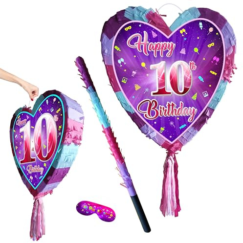 10th Birthday Heart Pinata - Girls Ten party - 38cm x | 41cm