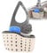 Hemore Porte-éponge pour lavabo de Cuisine, Support d'évier Suspendu de Cuisine avec Sangle et Trou de vidange réglables, Panier de Caddie Robinet d'évier pour séchage (Beige)
