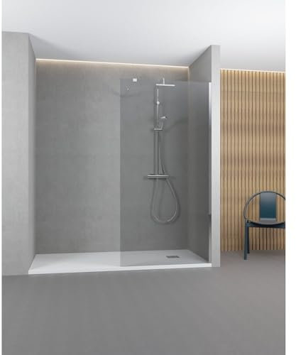 LEMONBATH - Mampara de Ducha Panel Fijo - Cristal Templado Transparente 8 mm Antical - Ancho 120 cm - Alto 195 cm - Perfil Plata Brillo - Mamparas de Ducha Fija para Baño - Mampara Baño
