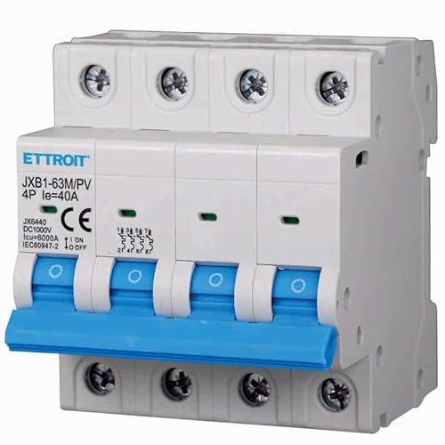 ZOREI Interruttore Magnetotermico Fotovoltaico 4P DC 1000V 6KA, 4 Moduli DIN, MCB DC 4P C40 40A