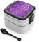 BTCOWZRV Sparkling Purple Glitter Bento Box with Compartments Double Layer Bento Lunch Box with Spoon And Handle All-in-One Adult Lunchbox Leakproof Lunch Container for Work Picnic Travel