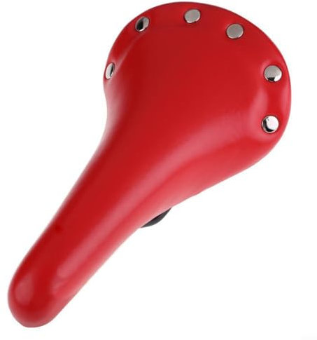 CWOQOCW Vintage-Fahrradsattel aus Kunstleder, universelle Passform, Nieten, PU-Sattel, fixiertes Fahrradgetriebe-Federkissen für alle Fahrräder (rot)