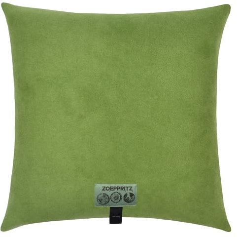 Soft-Fleece-Kissenbezug – Polarfleece-Kissenbezug mit Häkelstich – Flauschige Kissenhülle – 40x40 cm – 650 Green – von 'zoeppritz since 1828', 702291-650-40x40