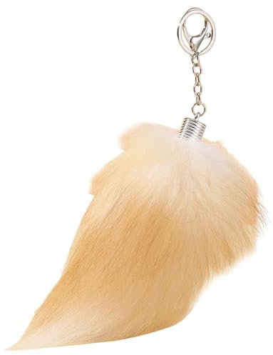 Fuchsfellschwanz-Schlüsselanhänger, super riesig, flauschig, echter Fuchsschwanz, Anhänger, hängende Ornament, Cosply Spielzeug, Handtasche, Zubehör, Schlüsselanhänger (A), A, Einheitsgröße, A,