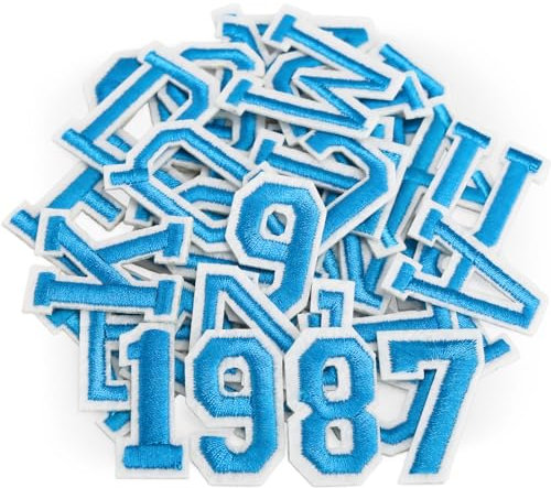 Iron on Letters and Numbers Patches for Clothes DIY Embroidered Patch A-Z, Numbers 0-9 Applique for Clothes Hats Backpacks Jackets Pants DIY Accessories (72pcs-Blue, Pack of Letter and Number)