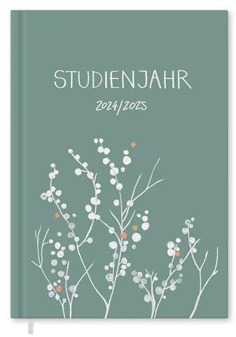 Studienplaner 2024 2025, A5 Semesterplaner für Uni & FH, 2 Seiten pro Woche, schöner Design Terminkalender für Studenten, Sep. 2024 - Sep. 2025, Hardcover, mint grün, klimaneutral