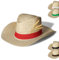 Strohhut 'Texas' Unisex - Vielseitiger Sonnenhut für Damen und Herren - stylischer Cowboyhut mit Klettverschlussband als Hingucker - Perfekt für Garten, Strand und Urlaub, Farbe:natur/rot