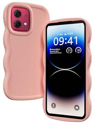 XINYEXIN Silicone Cover per Motorola Moto G84, Custodia Cellulare Onda Cornice Forma Riccia Carina, Antiurto Ondulata Bumper Case - Rosa