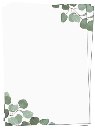 Presentou 50 x Briefpapier beidseitig Bedruckt 120 Gramm Papier | Motivpapier Urkundenpapier Urkunde Speisekarte Liebesbrief (Eukalyptus, 50 Bögen)