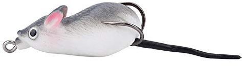 Naroote Leurre de Souris, Leurre Souple, Appât Artificiel en Forme de Souris, Leurres de Pêche Souples à Double Hameçon, Accessoire de Matériel (Gris Clair)