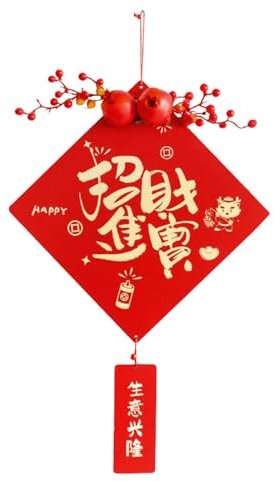 AKTOUR Uova Di rossa cinese 2024 Capodanno cinese che invita la ricchezza nelle decorazioni sospese in legno Decorazioni di Capodanno del soggiorno Porta Mollette Bianco (D, One Size)
