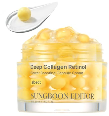 SUNGBOUN EDITOR Tiefenwirksame Kollagen-Booster-Creme in Kapseln mit Retinol: Nachtcreme mit Retinol für das Gesicht mit Kollagen, Anti-Falten-Festigungspflege, Hyaluronsäure zur Befeuchtung