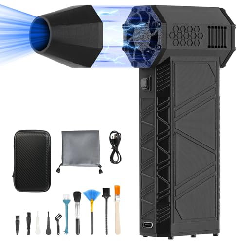 URAQT Aria Compressa Elettrica, 130,000 giri/min Spolverino ad Aria Compressa, 3 Velocità Soffiatore Arias Compressa, Polvere d'aria portatile senza fili Con batteria da 8000mAh,per tastiera, PC,Puliz