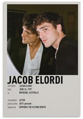 TULAOJI Jacob Elordi Poster, Leinwand, Wandkunst, Wohnzimmer, Promi-Poster, ungerahmt, 20 x 30 cm