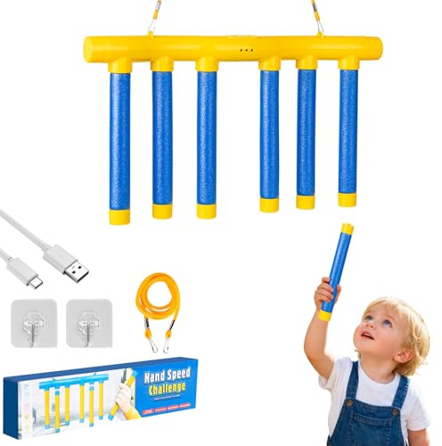 KEGOZ Catching Sticks Game, Drop Sticks Game with 3-Speed Remote Control, Hand Speed Challenge Games for Solo/Dual Play, Reaction Games for Kids & Adults (Standard Edition)