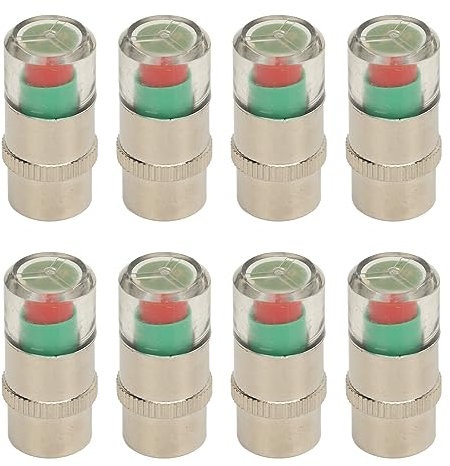 Grcfumo 8 Pcs Car Tire Pressure Caps, Metal Tire Valve Cap Set, Tire Pressure Monitor Stem Cap, Monitor Sensor Indicator Cap for Cars, Motorcycles and Bike